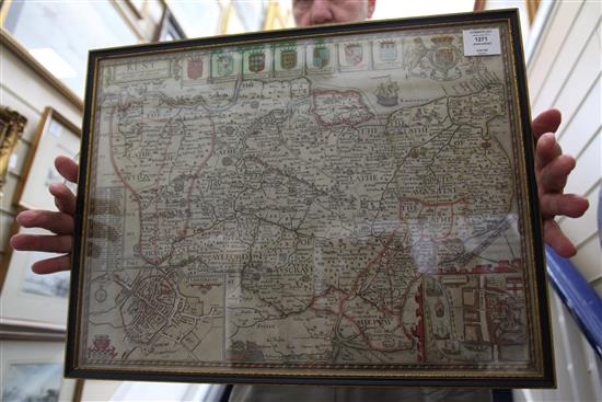 John Speed Map of Kent with her Cities and Earles described and observed, 11.25 x 15in.